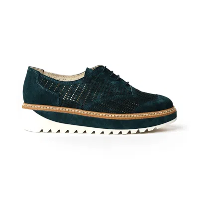 Rex Shoes Women's Green Liz Oxford - Petroleo Suede