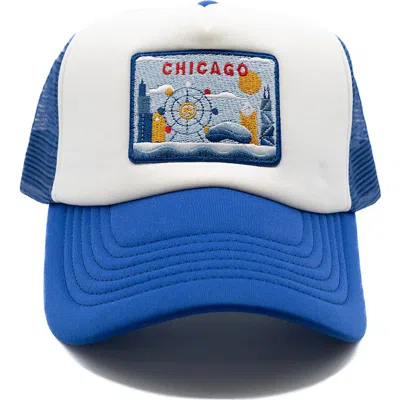 Rey To Z Kids'  Chicago Postcard Trucker Hat In Blue