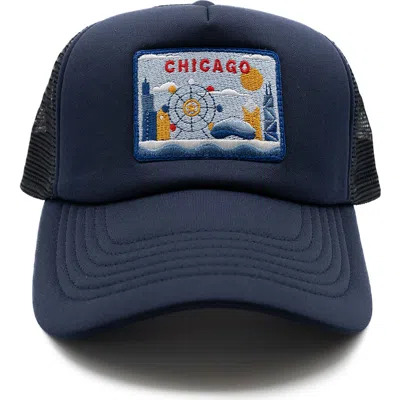 Rey To Z Kids'  Chicago Postcard Trucker Hat In Blue