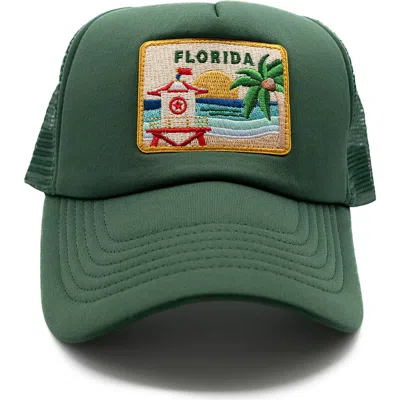 Rey To Z Florida Postcard Trucker Hat In Green