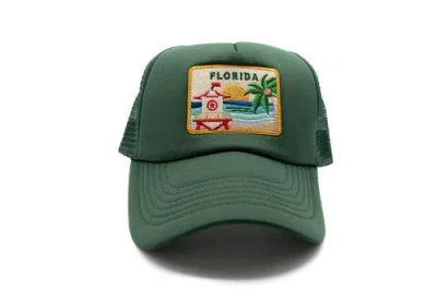 Rey To Z Kids'  Florida Postcard Trucker Hat In Green