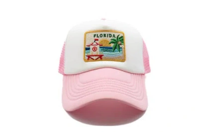 Rey To Z Kids'  Florida Postcard Trucker Hat In Pink