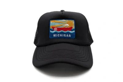 Rey To Z Kids'  Michigan Postcard Trucker Hat In Black