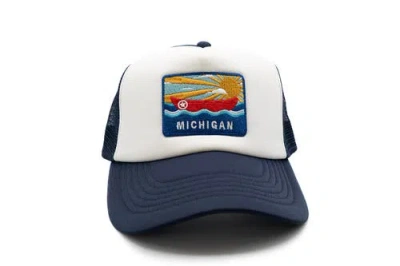 Rey To Z Kids'  Michigan Postcard Trucker Hat In Blue