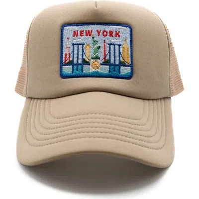 Rey To Z Kids'  New York Postcard Trucker Hat In Brown