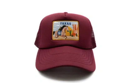 Rey To Z Kids'  Texas Postcard Trucker Hat In Burgundy