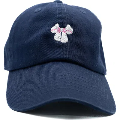 Rey To Z Tiny White Bow Baseball Hat In Blue