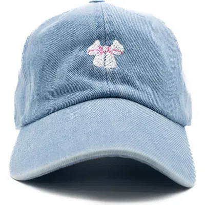 Rey To Z Tiny White Bow Baseball Hat In Blue