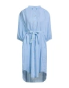 Reyer Woman Mini Dress Sky Blue Size Xs Linen