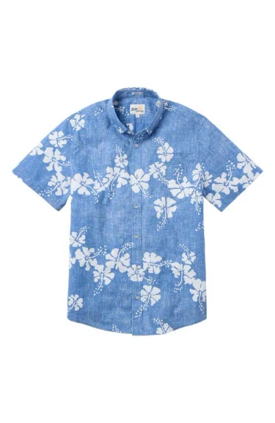 Reyn Spooner 50th State Tailored Fit Short Sleeve Button Down Shirt In Blue