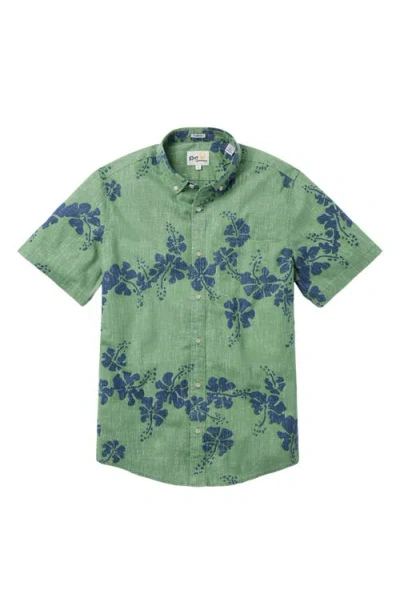 Reyn Spooner 50th State Tailored Fit Short Sleeve Button Down Shirt In Green