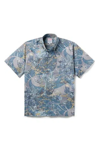 Reyn Spooner Avengers Classic Fit Short Sleeve Button-down Shirt In Slate/blue