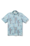 Reyn Spooner Dusty Fronds Classic Fit Short Sleeve Button-down Shirt In Adriatic Blue