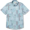 Reyn Spooner Dusty Fronds Tailored Fit Short Sleeve Button-down Shirt In Adriatic Blue