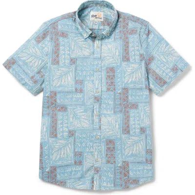 Reyn Spooner Dusty Fronds Tailored Fit Short Sleeve Button-down Shirt In Adriatic Blue