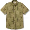 Reyn Spooner Dusty Fronds Tailored Fit Short Sleeve Button-down Shirt In Olive