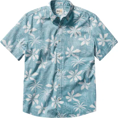 Reyn Spooner Island Daze Short Sleeve Cotton Blend Button-down Shirt In Blue