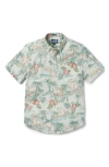 Reyn Spooner Kaimana Beach Short Sleeve Cotton Blend Button-down Shirt In Gray
