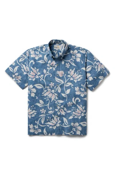 Reyn Spooner Kia Orana Floral Classic Fit Short Sleeve Button-down Shirt In Blue