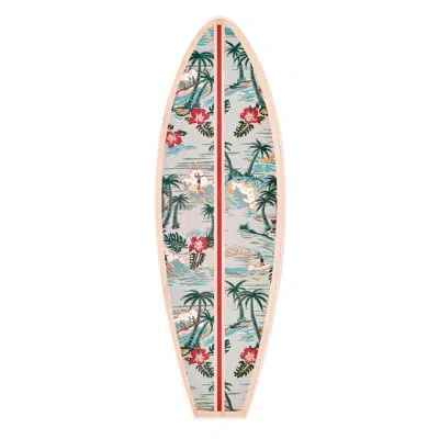 Reyn Spooner Kona Coast By  50th State Island Paradise Surfboard Plaque - 8" X 24" In Blue;green