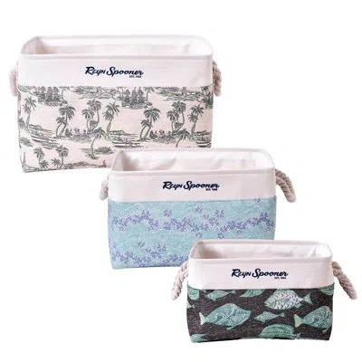 Reyn Spooner Kona Coast By  50th State Waves, The Reef, Island Paradise, Printed Fabric Basket Set Of In Blue;black;gray