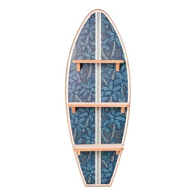 Reyn Spooner Kona Coast By  Electric Palms - Navy Surfboard Printed Wall Shelf - 13" X 35" In Blue