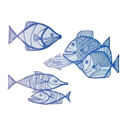 Reyn Spooner Kona Coast By  Fishes Wall Decor Set Of 3 - 18" X 16" In Blue