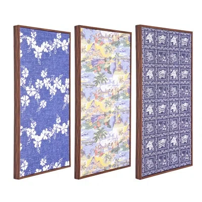 Reyn Spooner Kona Coast By  Framed 50th State Flower, Transpacific 40's, Lahaina Sailor, Printed Line In Blue;white