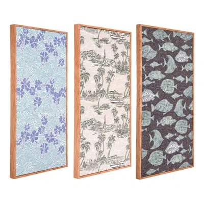 Reyn Spooner Kona Coast By  Framed 50th State Waves, The Reef, Island Paradise, Printed Linen Wall Ar In Blue;black;gray