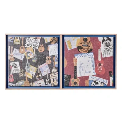 Reyn Spooner Kona Coast By  Framed Don's Collection Floated Printed Linen Wall Art Set Of 2 In Blue;white;red