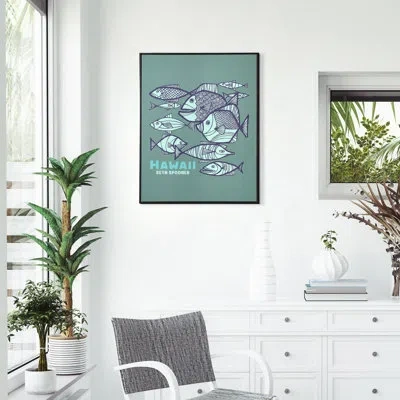 Reyn Spooner Kona Coast By  Framed Fishes On Printed Glass - 24" X 18"