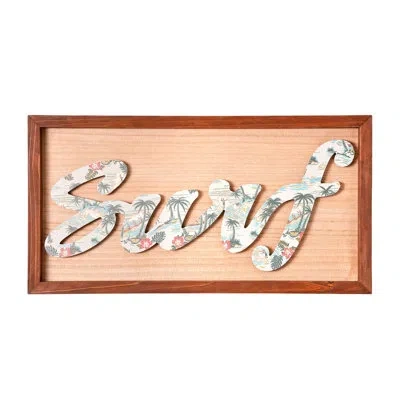 Reyn Spooner Kona Coast By  Framed Floral Typographic Surf Wall Art In Brown;gray