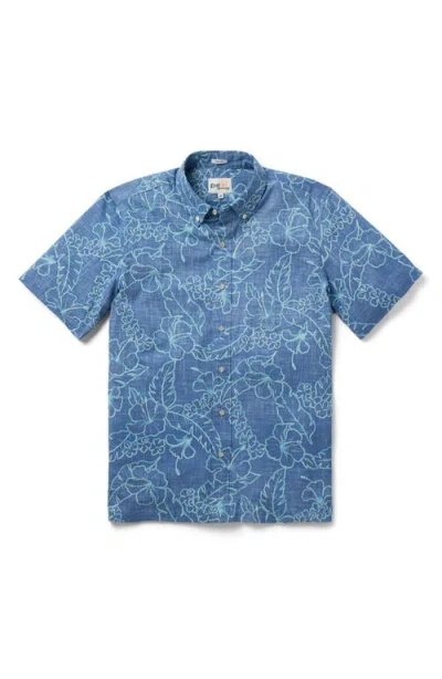 Reyn Spooner Lei Low Classic Fit Short Sleeve Button-down Shirt In Blue
