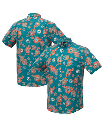 Reyn Spooner Men's Aqua Miami Dolphins Kekai Performance Button-down T-shirts In Multi