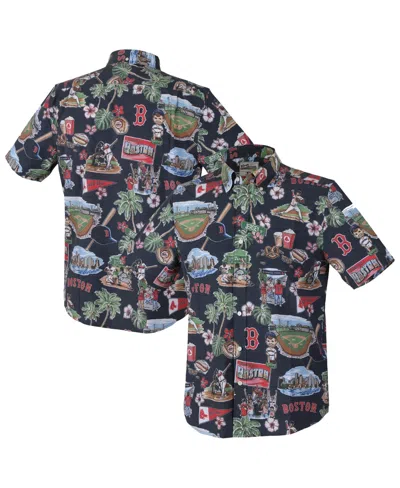 Reyn Spooner Men's Big & Tall Cooperstown Boston Red Sox Aloha Classic-fit Shirt In Black