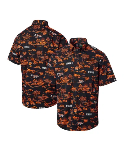Reyn Spooner Men's Black Cincinnati Bengals Throwback Kekaiâ Print Button-up Shirt In Orange