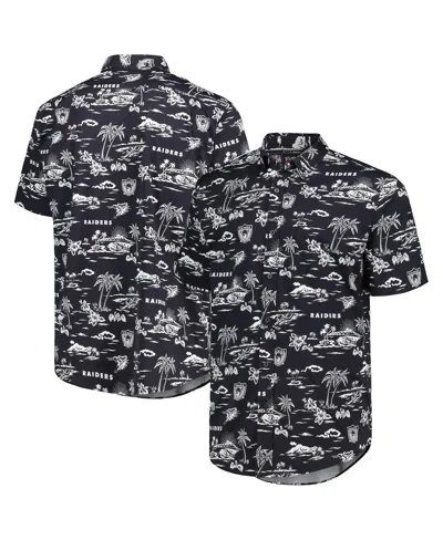 Reyn Spooner Men's Black Las Vegas Raiders Throwback Kekaiâ Print Button-up Shirt