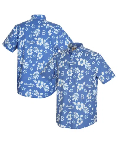 Reyn Spooner Men's Blue Brooklyn Dodgers Cooperstown Kekai Performance Button-down Tri-blend Shirt