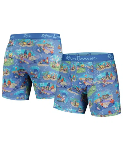 Reyn Spooner Men's Blue Spongebob Squarepants Aloha From Bikini Bottom Boxer Briefs In Multi