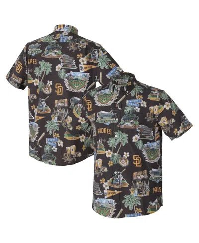 Reyn Spooner Men's Brown San Diego Padres Big Tall Scenic Performance Tri-blend Aloha Button-down Shirt In Blue