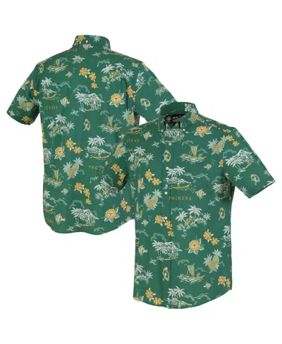 REYN SPOONER MEN'S GREEN GREEN BAY PACKERS THROWBACK KEKAI PERFORMANCE BUTTON-DOWN SHIRT