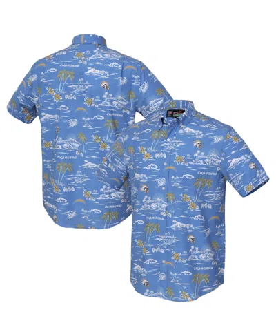Reyn Spooner Men's Kekai Los Angeles Chargers Relaxed-fit Button-down T-shirt In Blue