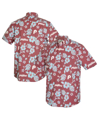 Reyn Spooner Men's Maroon Philadelphia Phillies Cooperstown Kekai Performance Button-down Tri-blend Shirt In Burgundy
