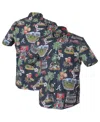 Reyn Spooner Navy Atlanta Braves Scenic Tri-blend Performance Button-up Top In Black