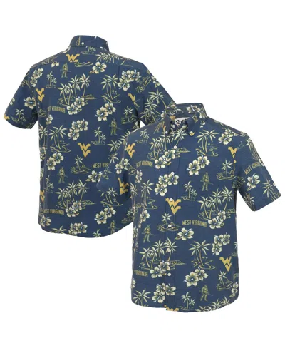 Reyn Spooner Men's Navy West Virginia Mountaineers Kekai Classic Tri-blend Button-down Shirt In Blue