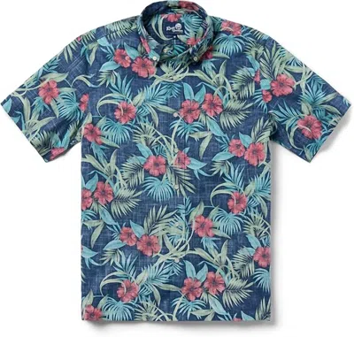 Reyn Spooner Men's Palm Floral Hibiscus Button Front Hawaiian Aloha Shirt In Navy In Blue