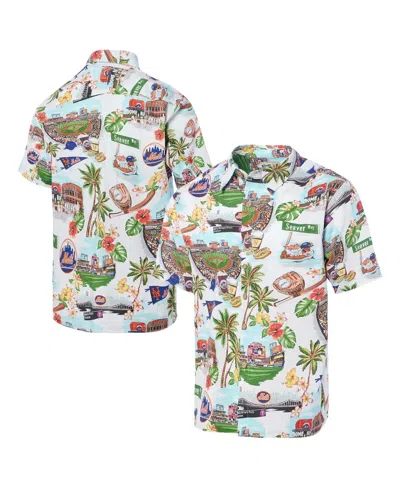 Reyn Spooner Men's White New York Mets Scenic Tri-blend Button-down Shirt In Multi