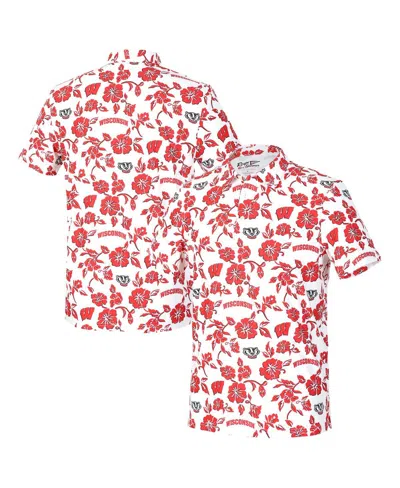Reyn Spooner Men's White Wisconsin Badgers Pua Performance Polo Shirt In Red