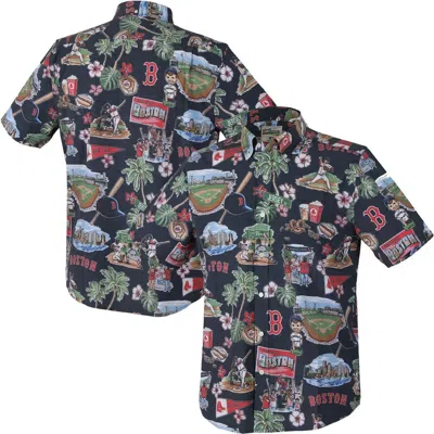 Reyn Spooner Men's Navy Atlanta Braves Scenic Tri-blend Performance Button-up Top In Multi