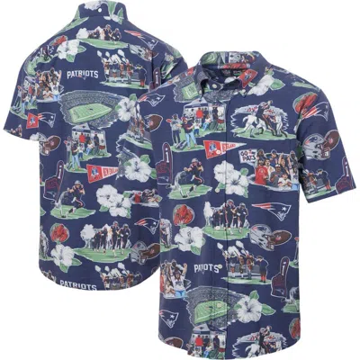 Reyn Spooner Navy New England Patriots Scenic Button-down Shirt In Blue